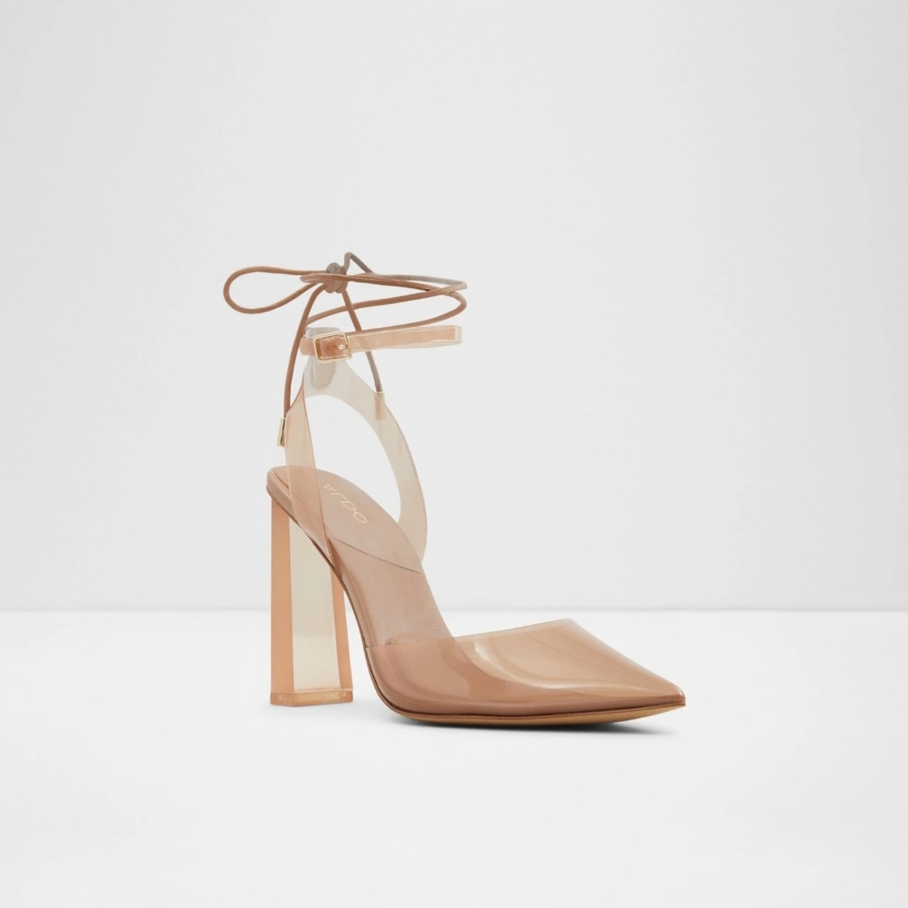 Aldo | Shoes Translucent Beige Strappy Block Heel Pointed Toe- Size 7/EU 37.5